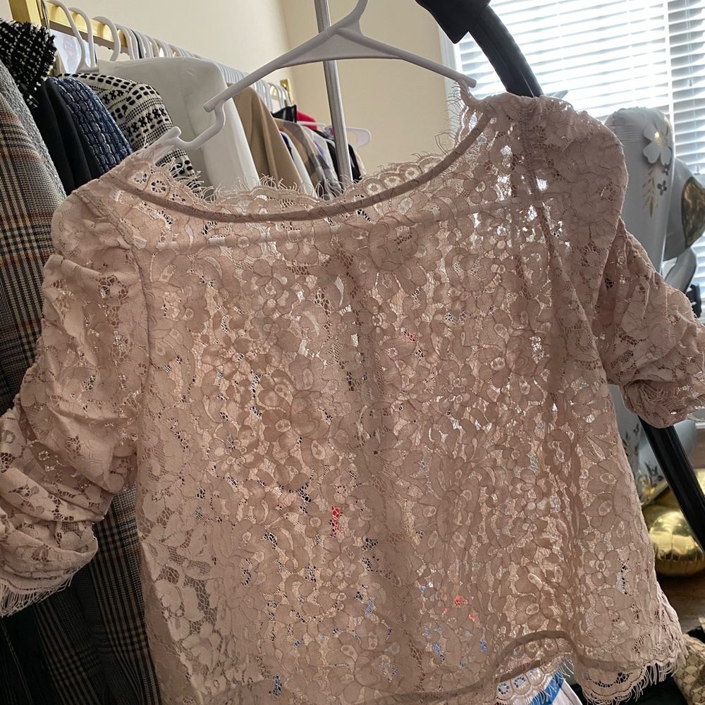 joie blush pink lace top